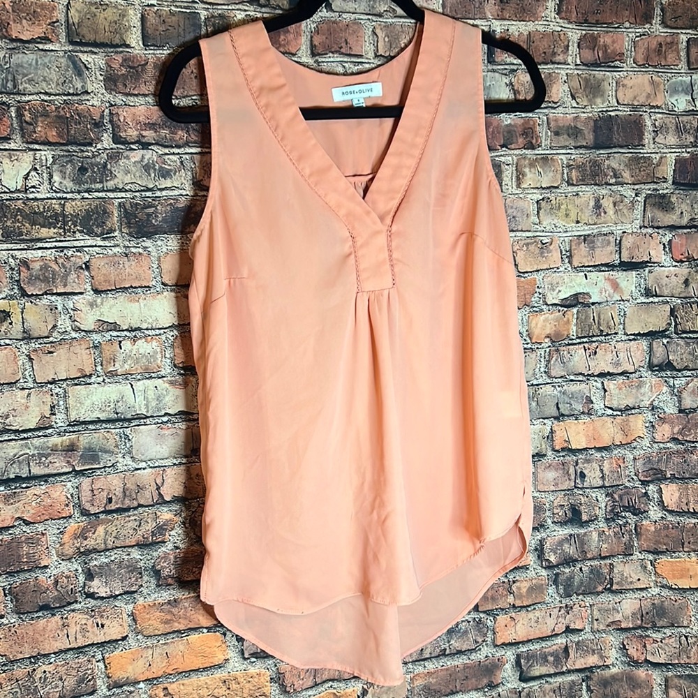 Rose + Olive peach tank top polyester